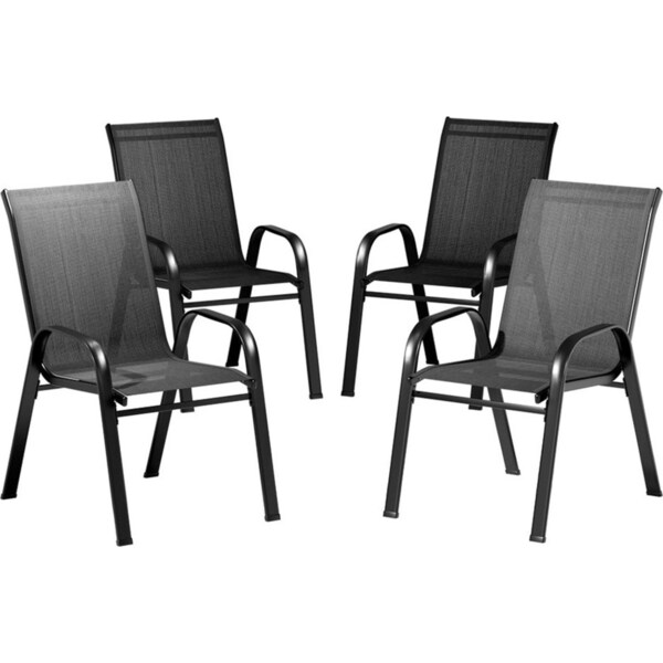 Outdoor Furniture Stackable Chairs Bistro Patio Set - 4x