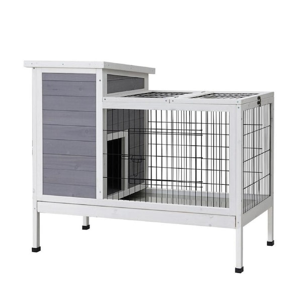 Rabbit Chicken Coop Wooden Ferret Cage House Outdoor - Large