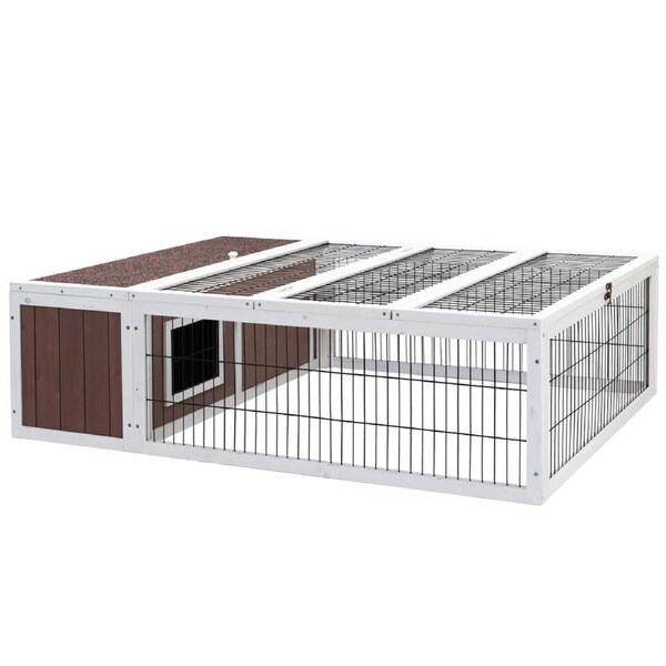 Wooden Rabbit Chicken Coop Wooden Ferret Cage House Outdoor - Large