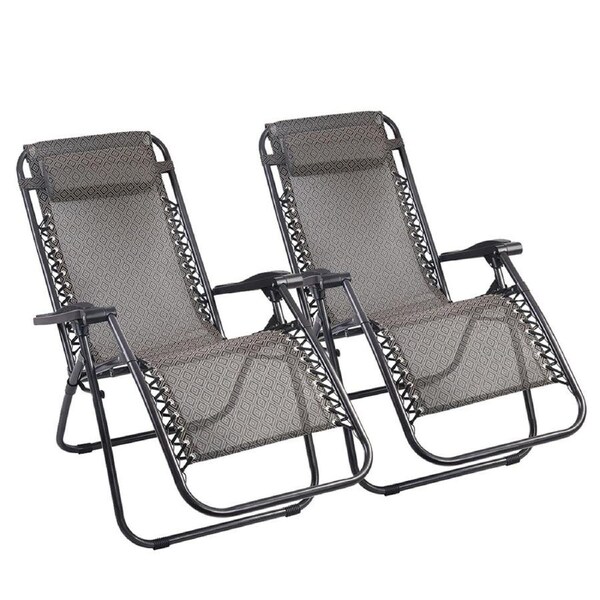 Reclining Chair Folding Camping Outdoor Sun Lounge - 2pcs