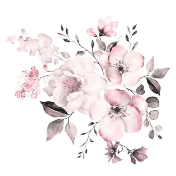 Home Decor Removable Wall Stickers Watercolour Dusty Pink Flowers