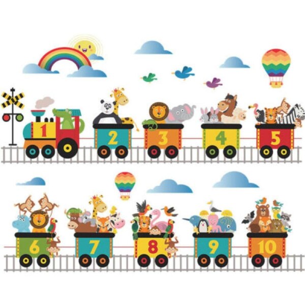Decor Removable Wall Stickers Animal Number Train Rainbow Balloon