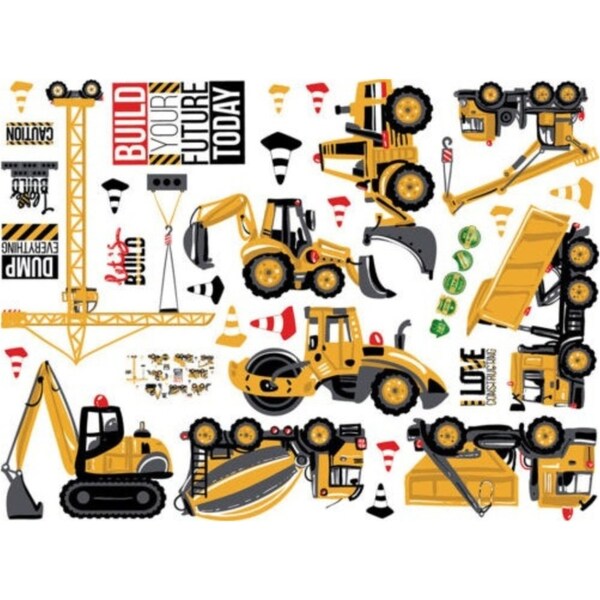 DIY Wall Decor Removable Stickers Construction Vehicles