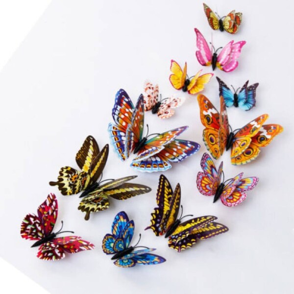 12pcs 3D Butterfly Removable Stickers Decals Wall Window Magnetic