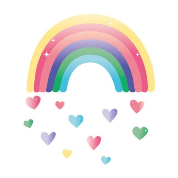 Rainbow Love Heart Removable Nursery Wall Decal Stickers