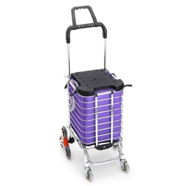 Aluminum with Wheels Foldable Shopping Cart Trolley Basket