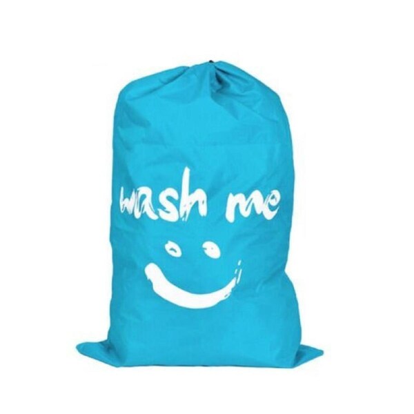 Sky Blue Laundry Bag Travel Clothes Storage Drawstring Washing Mesh Pouch