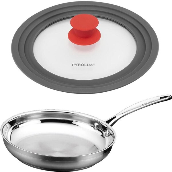 Scanpan Pyrolux Combo Frying Fry Pan and Lid Set - Stainless Steel - Silver (11")