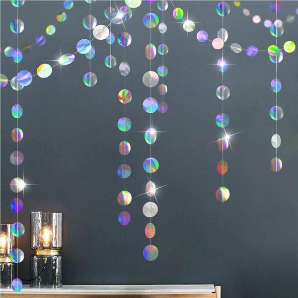 10 Pack Circle Garlands Iridescent Party Supplies Hanging Streamer Party Decor