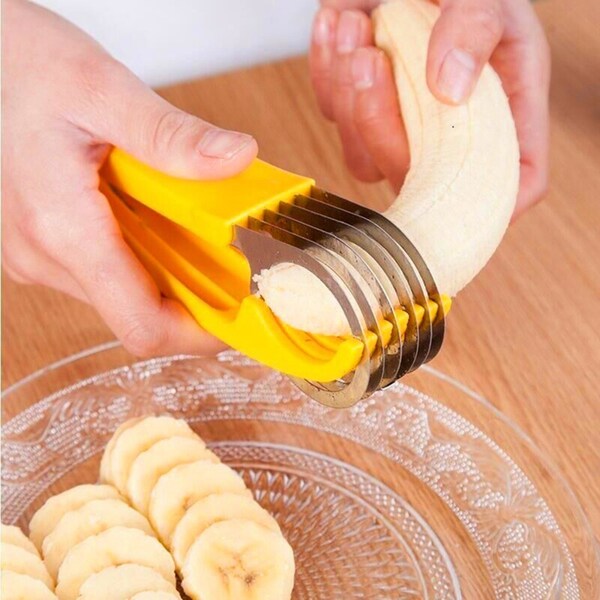 2 Pack Banana Slicer Kitchen Tools Fruit Salad Peeler Cutter Vegetable Chopper