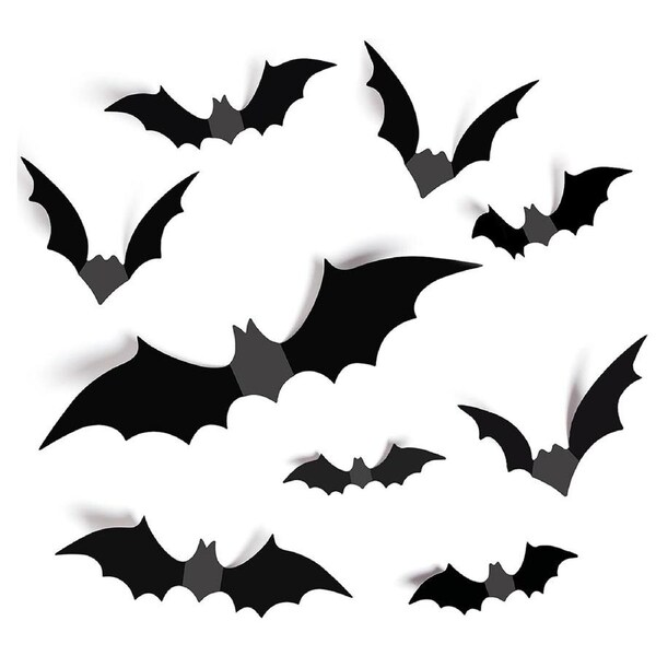 144 Pcs Halloween Decorations 3D Bats Wall Decor Halloween Party Bats Stickers