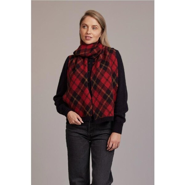 McDonald Possum Merino Tartan Scarf-Poppy