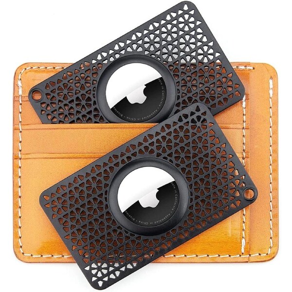 [Ultra Thin] 2 Pack Airtag Card Case for Purse, Handbag, Backpack Wallet, Clutch, Slim Airtag Holder, 0.1 Inch Thickness (Black)