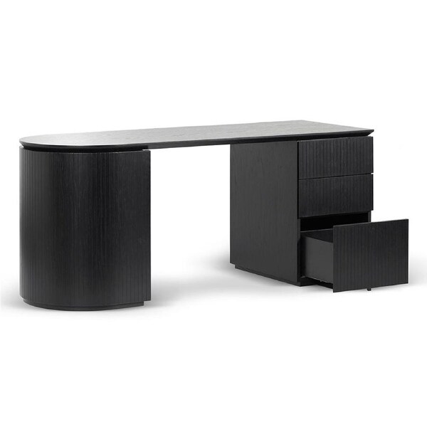 Albina 1.77m Right Drawer Office Desk - Black Oak