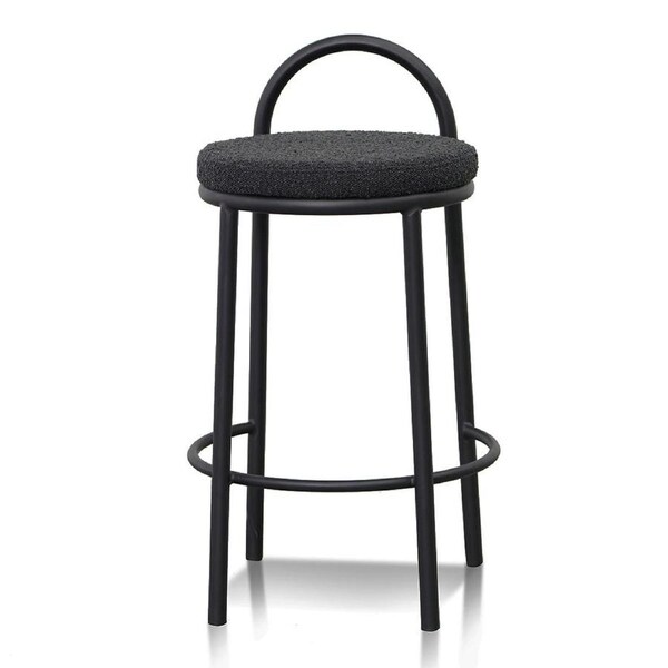 Set of 2 - Mclean 63cm Bar Stool - Black Boucle