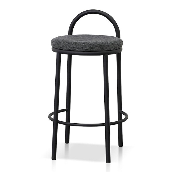 Set of 2 - Mclean 63cm Fabric Bar Stool - Charcoal Grey