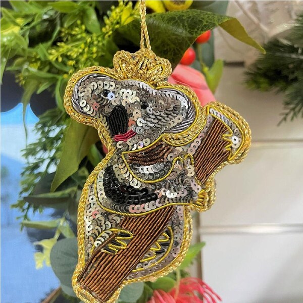 Kimi Koala Sequin Tree Decoration 12cm