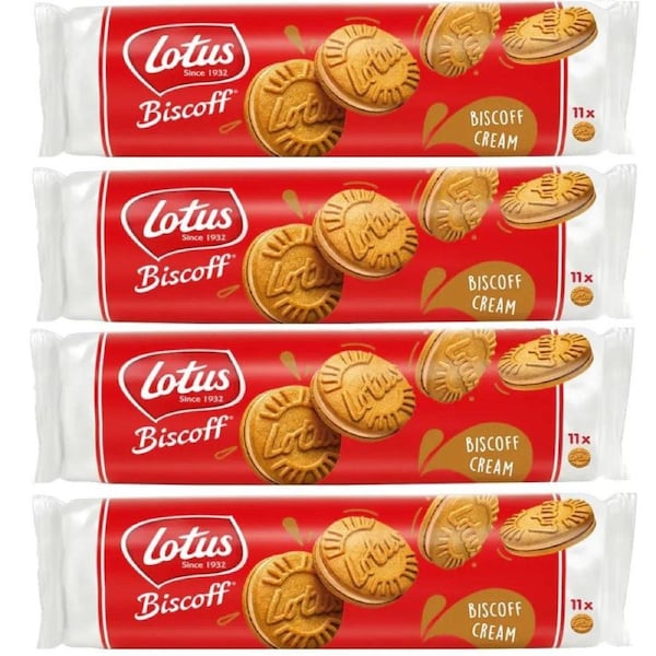 Lotus Biscoff Sandwich Biscuits Biscoff Cream Caramel 110g Pack 4
