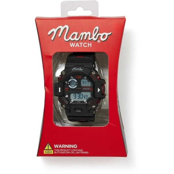 Mambo Men's Digital Watch - Black & Red