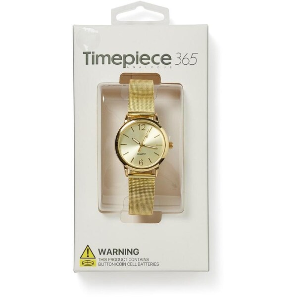 Timepiece Women's Analogue Mesh Strap Watch - Gold
