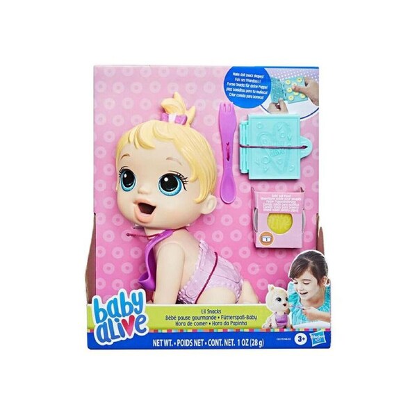 Hasbro Baby Alive - Lil Snacks Doll - Blonde Hair - Pink