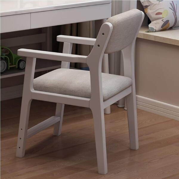 Sinoa Solid Timber Study Chair/Dining Chair /Rubberwood/Cotton and Linen/White