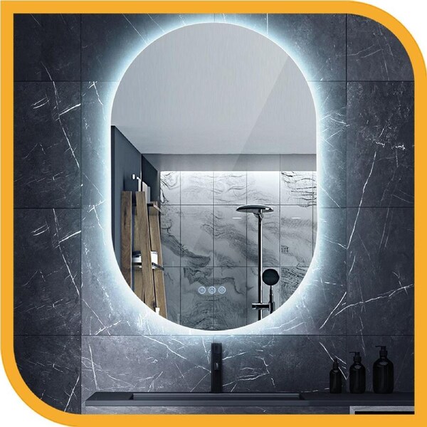Simplus LED Wall Mirror Bathroom Oval Vanity Mirrors Light Dimmable & Anti-Fog Makeup Mirror