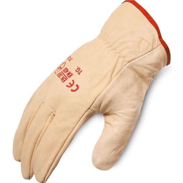 Beige Full Grain Cow Leather Riggers Work Gloves Size 8 (Medium)