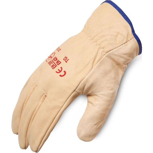 Beige Full Grain Cow Leather Riggers Work Gloves Size 10 (XLarge)