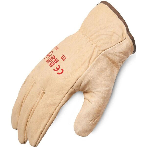 Beige Full Grain Cow Leather Riggers Work Gloves Size 11 (2XLarge)