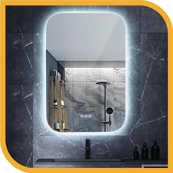 Simplus LED Wall Mirror Bathroom Makeup Mirror Vanity Mirrors Wall Mounted Touch Anti-Fog 50x75CM