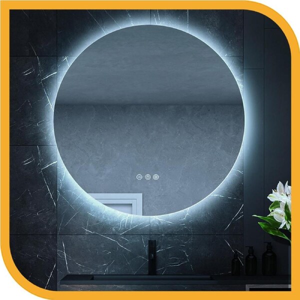 Simplus LED Round Wall Mirror Bathroom Makeup Mirror 70CM Vanity Mirrors Smart Anti-Fog