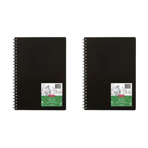 2x Derwent Academy Art/Craft PP Cover Visual Art Diary A4 Portrait 120pg Black
