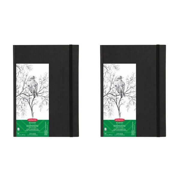 2x Derwent Academy Art/Craft A4 Visual Art Diary Hardcover Portrait 120pg 140Gsm