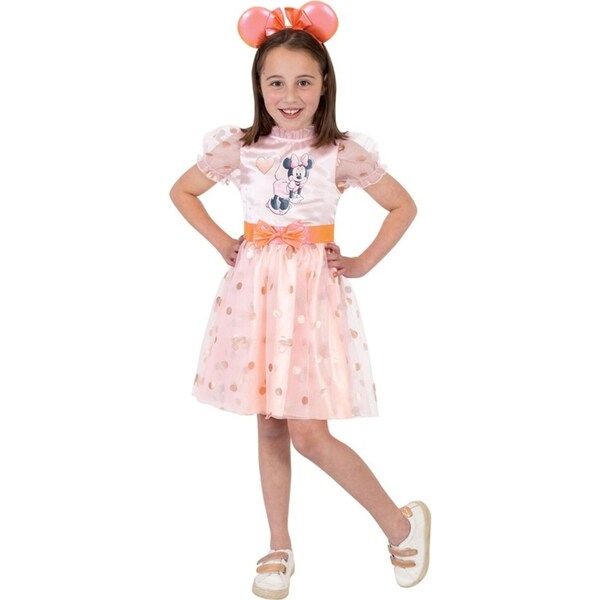 Disney Minnie Mouse Rose Gold Deluxe Costume Dress Party Cosplay Outfit 4-6y