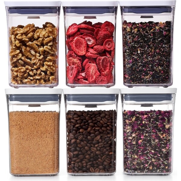 OXO Pop 2.0 Value Storage 6 x 1.6L Rectangle Short Container Set - 6 Piece