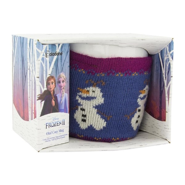 Paladone 250ml Frozen Olaf Cosy Mug Kids/Children Coffee/Tea Cup Gift w/ Knit