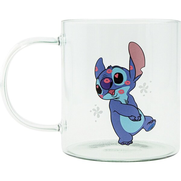 Paladone 300ml Lilo & Stitch Glass Collectable Mug Coffee/Tea Drink Cup Clear