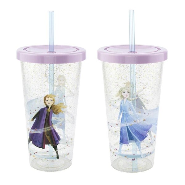 2x Paladone 600ml Frozen 2 Cup Kids/Children Travel Drinking Tumbler w/Lid/Straw