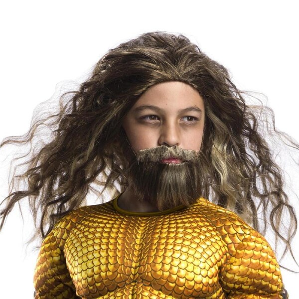 Dc Comics Aquaman Beard & Wig Set Halloween Party Costume Head Accessory Child
