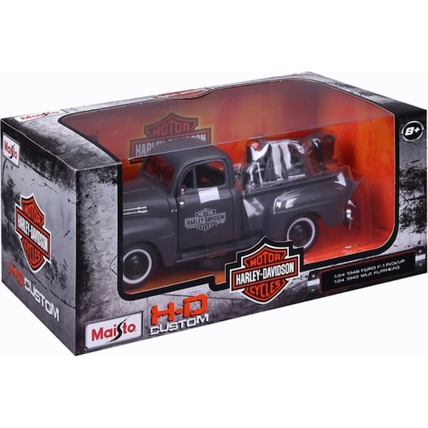 Maisto 1:24 Harley D 1948 Ford F1 Pickup & 1942 WLA Flathead Model Car Toy 8y+