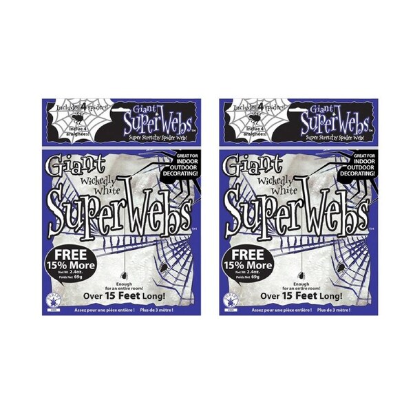 2x Rubies Spider Webbing 4m Halloween Party Home/Office Decor Craft/Props White