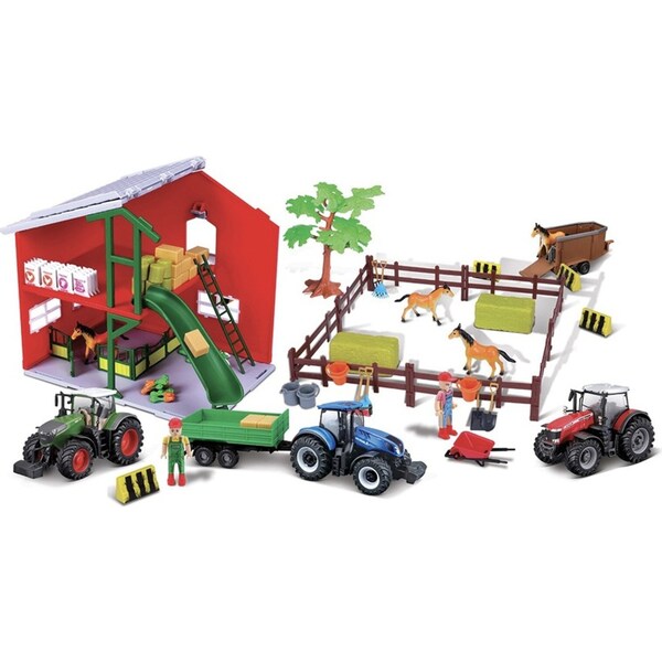 Miasto 10cm Horse Stable Barn Playset with Tractor Playset Kids/Childrens Toy