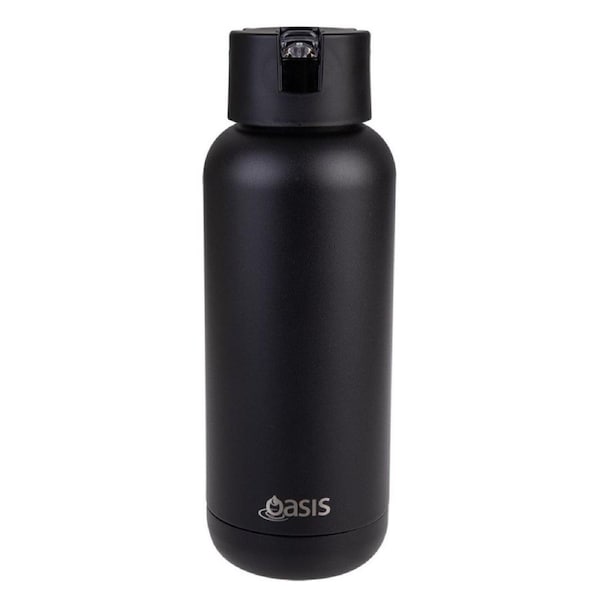 Oasis S/S Ceramic Moda Triple Wall Insulated Drink Bottle 1L - Black