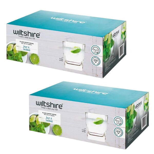 Wiltshire Plaza Short Glass Drink Tumblers 300ml - Set of 12