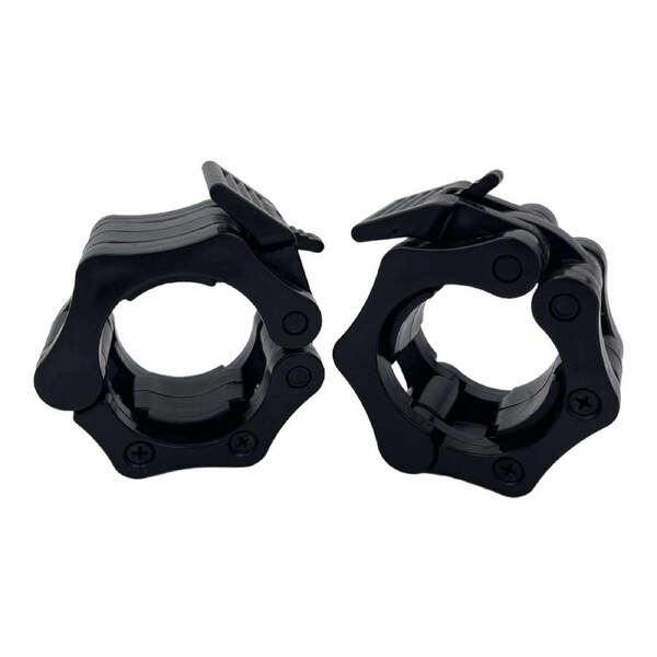 50mm Olympic Size Nylon Clamp Quick Lock Collars - Black Pair