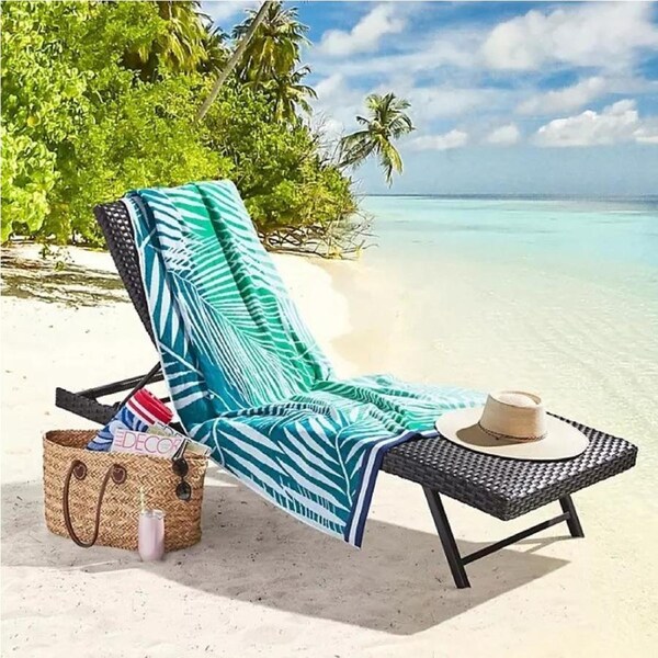 Renee Taylor Cotton Jacquard Velour Extra Large Beach Towel- Pinnate