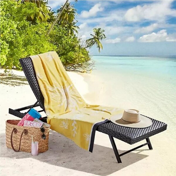 Renee Taylor Cotton Jacquard Velour Extra Large Beach Towel- Sunny Day