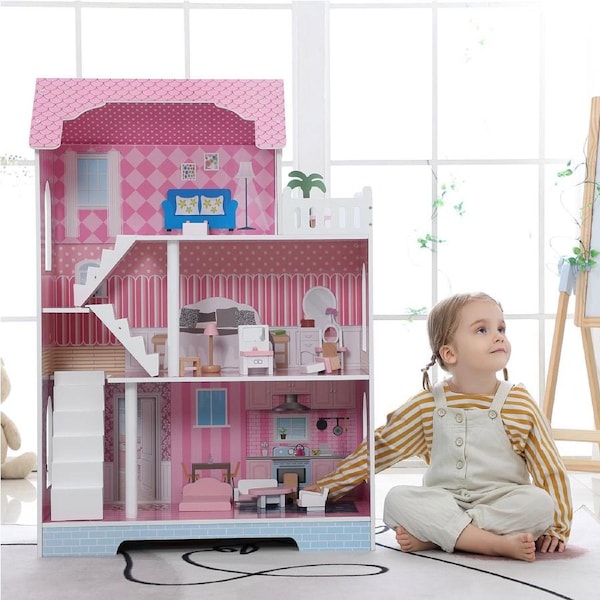 ALL 4 KIDS 3 Level Quinn Dollhouse with Furniture