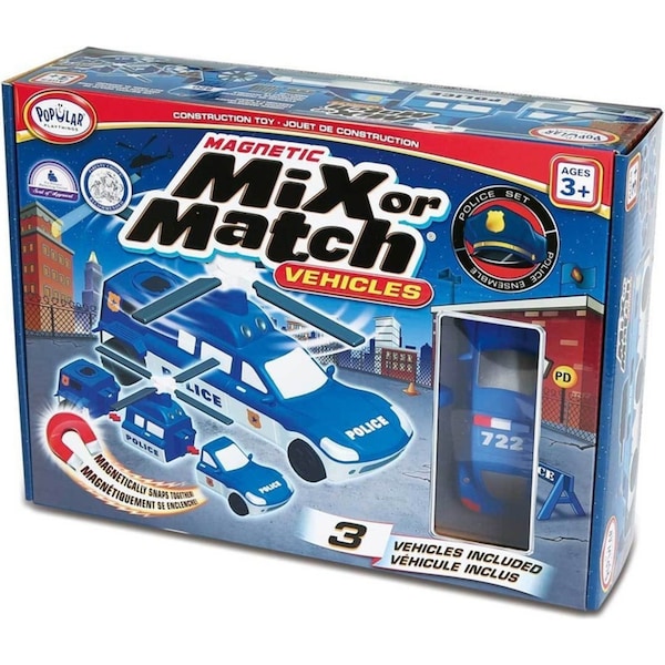Popular Playthings Mix or Match Police Car Vehicle Kids/Toddler Building Toy 3y+